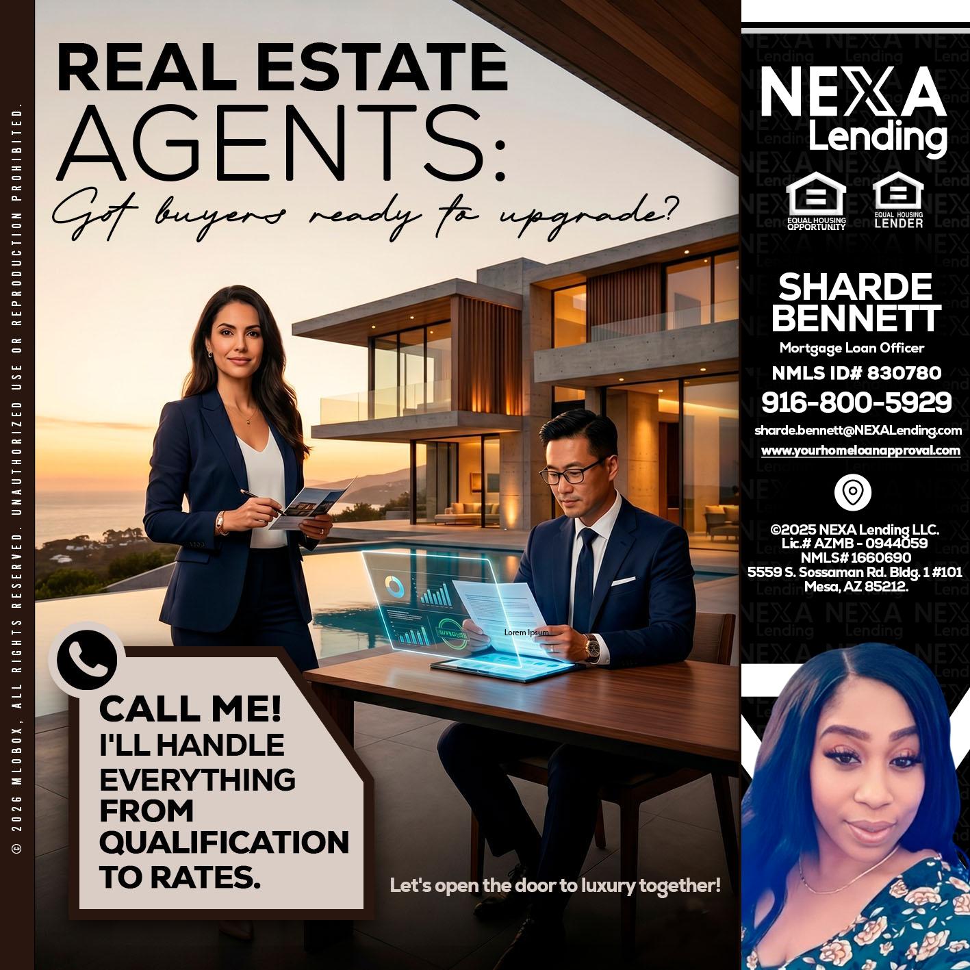REAL ESTATE AGENTS - Sharde Bennett -Mortgage Loan Officer