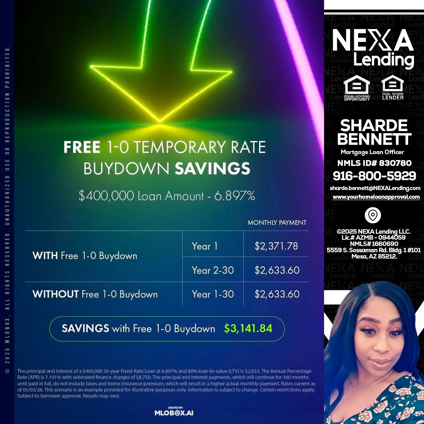 BUYDOWN - Sharde Bennett -Mortgage Loan Officer